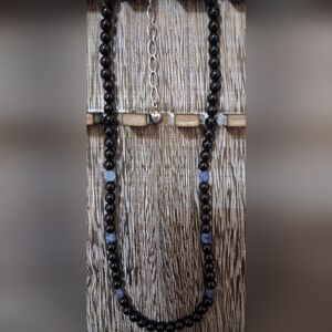 Jay King Mine Finds DTR .925 Black Agate With Blue Kyanite Accent Bead Necklace
